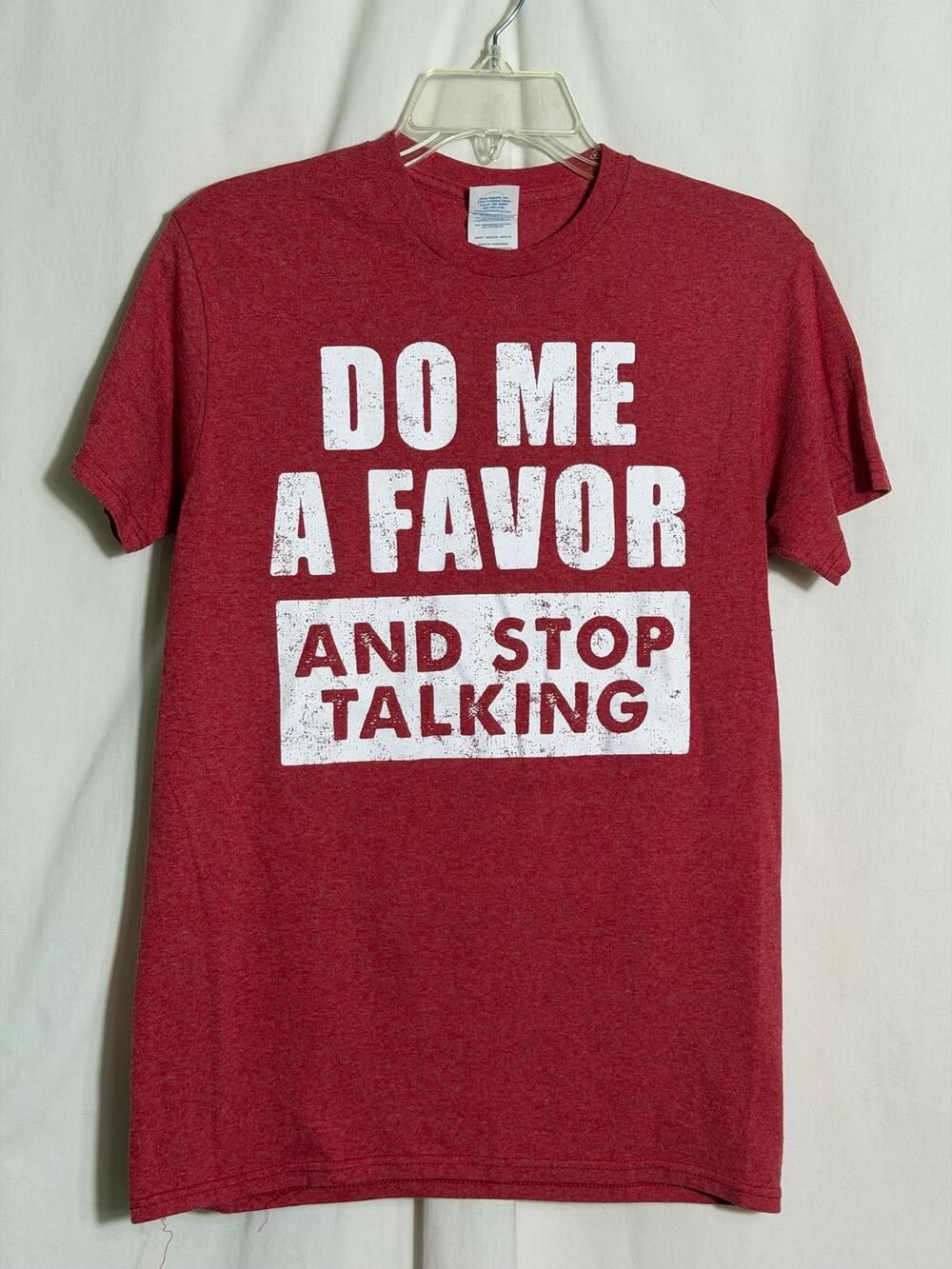 Delta Pro Weight Do Me a Favor and Stop Talking Funny Graphic T-Shirt Red Small
